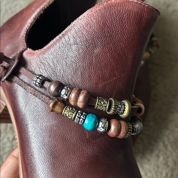 Antelope Red Brown Ankle Boots with Beaded Accents - Picture 4 of 11